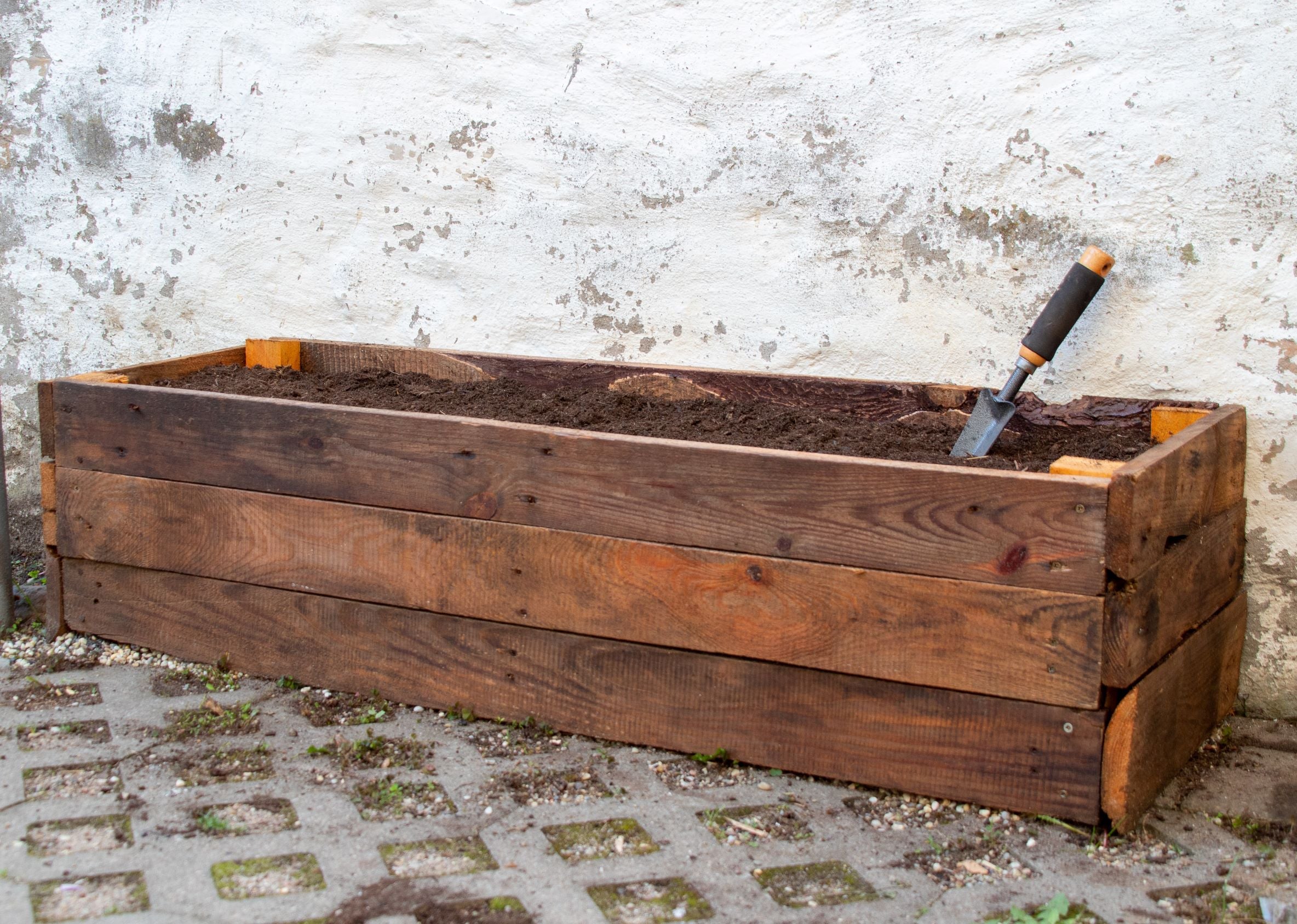 Reclaimed wood outdoor planter.