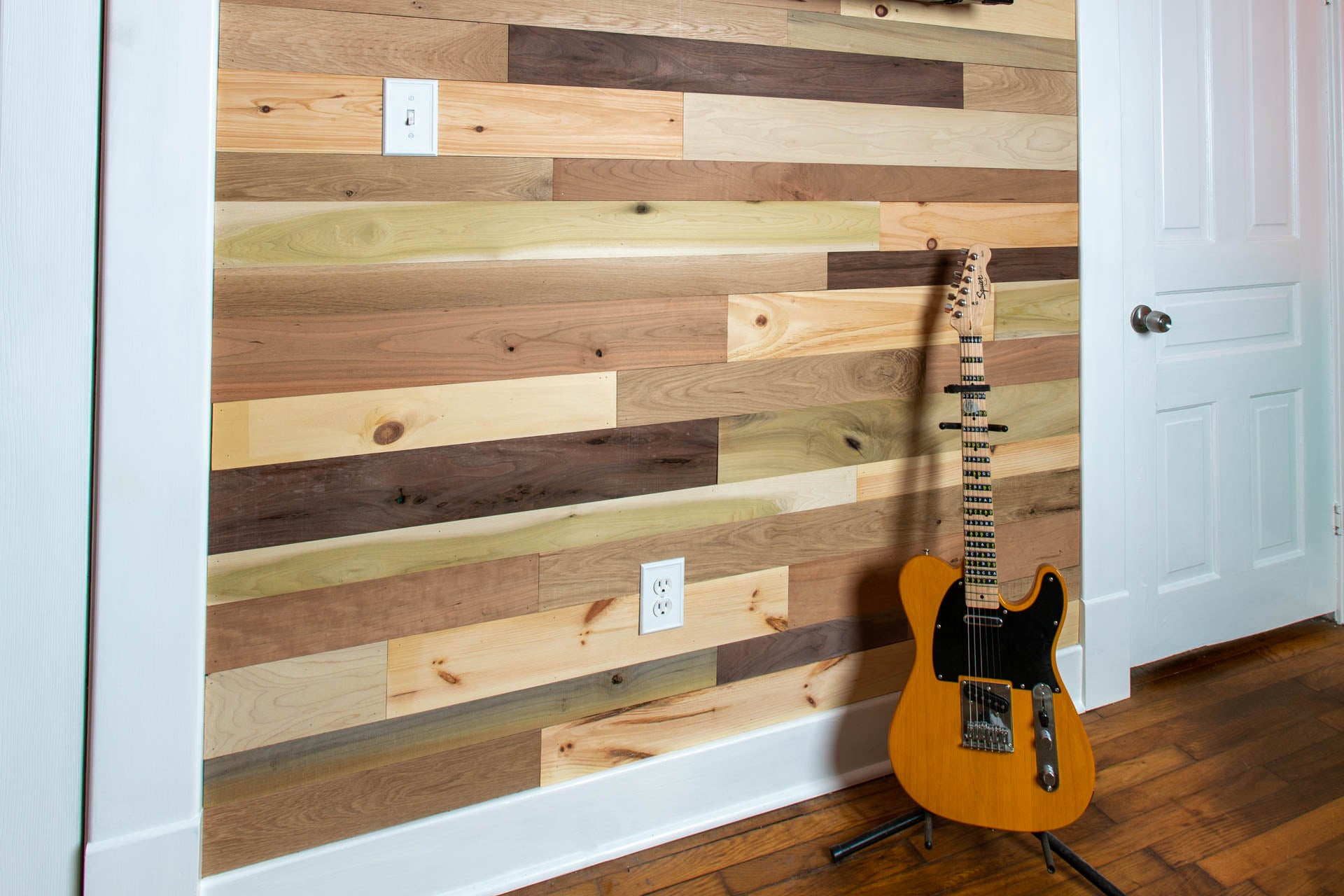 Vintage multicolored reclaimed wooden planks.