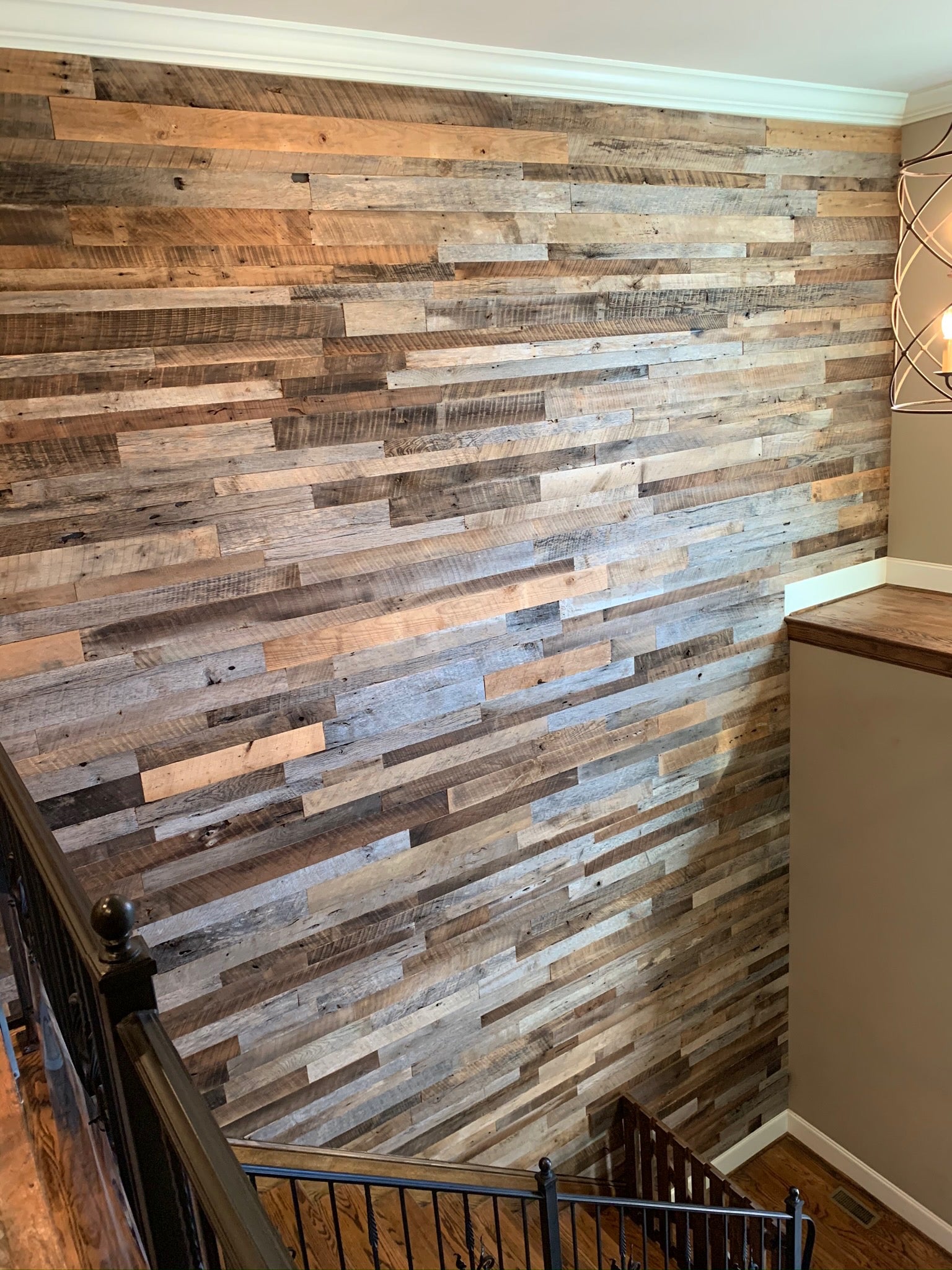 Reclaimed wooden wall made from bulk order.