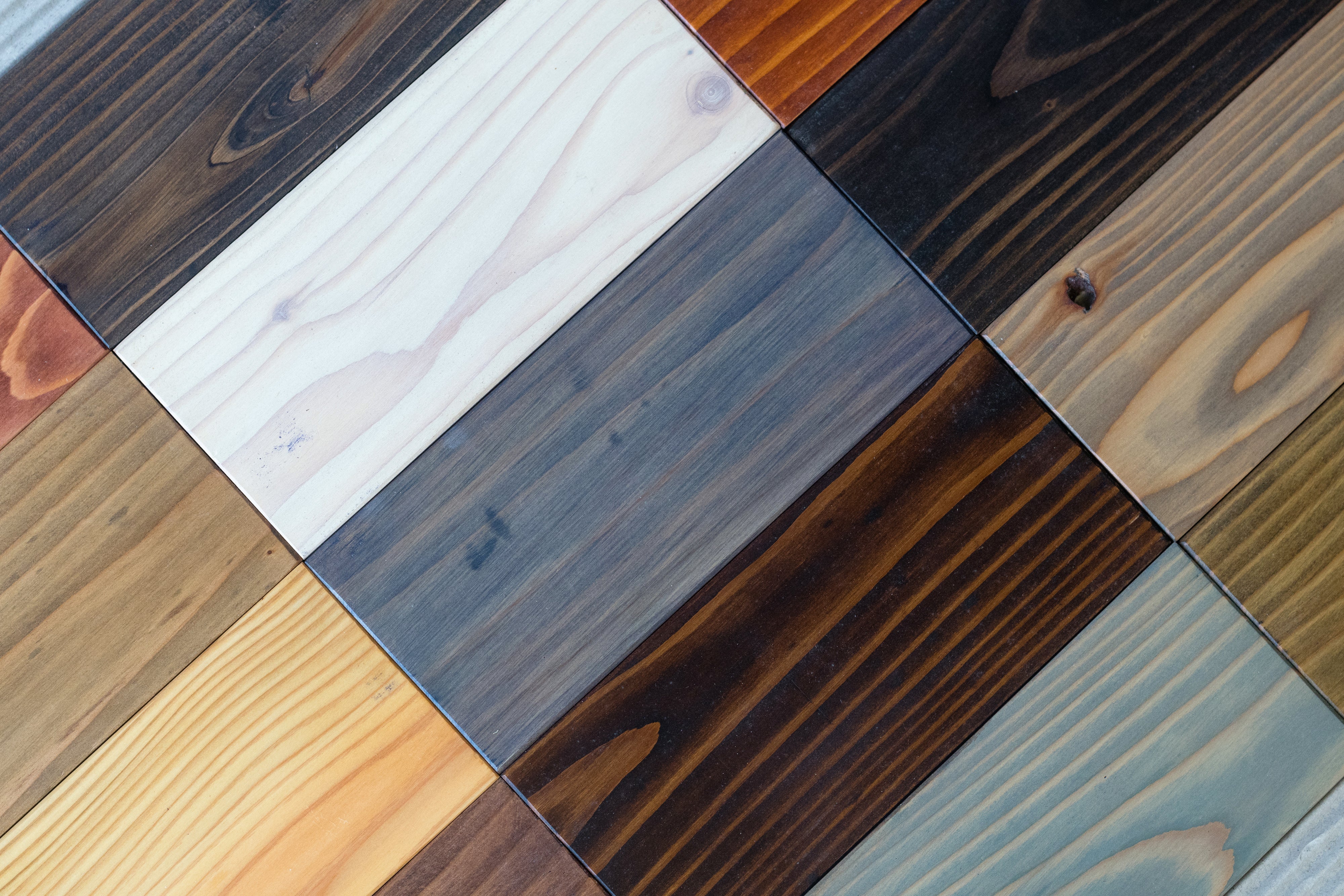 Multicolored types of wood planks.
